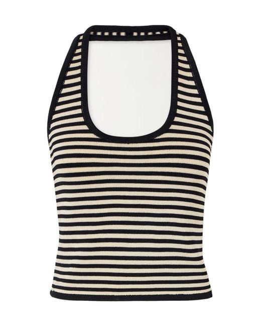 Calle Del Mar Black Halterneck Striped Knitted Top