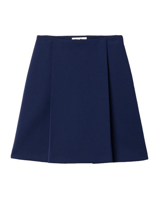 Miu Miu Blue Jersey Pleated Mini Skirt