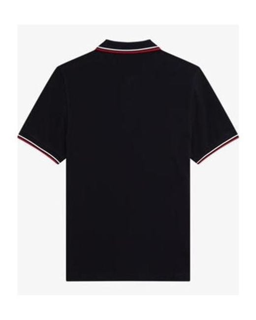 Fred Perry Black Short Sleeve Twin Tipped Polo Shirt for men