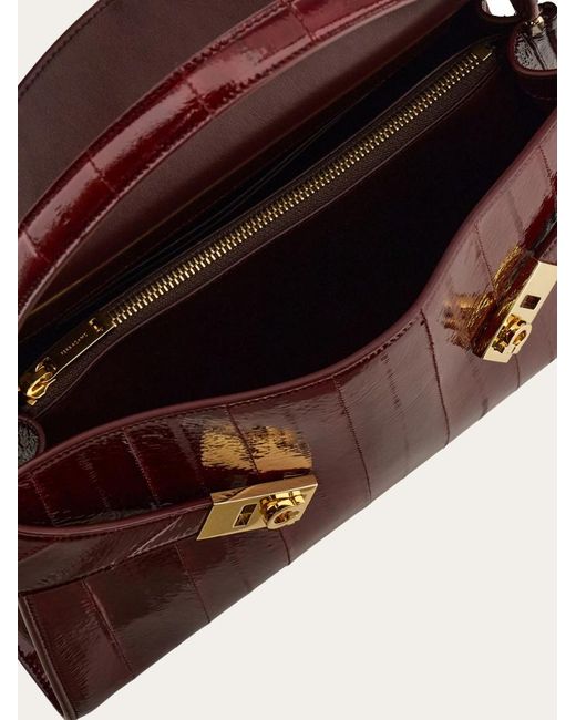 Ferragamo Red Hug Soft Shoulder Bag (M)