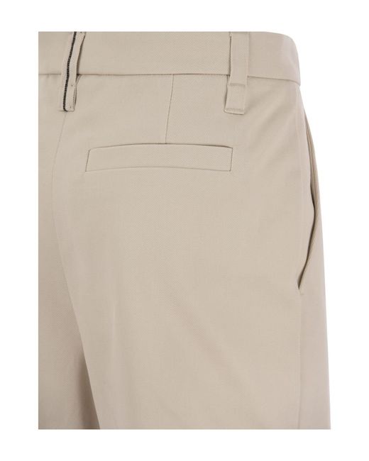 Brunello Cucinelli Natural High Waist Tapered Leg Trousers