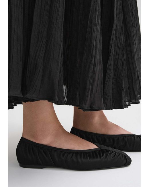 Totême Black Totême The Gathered Ballerina Flats