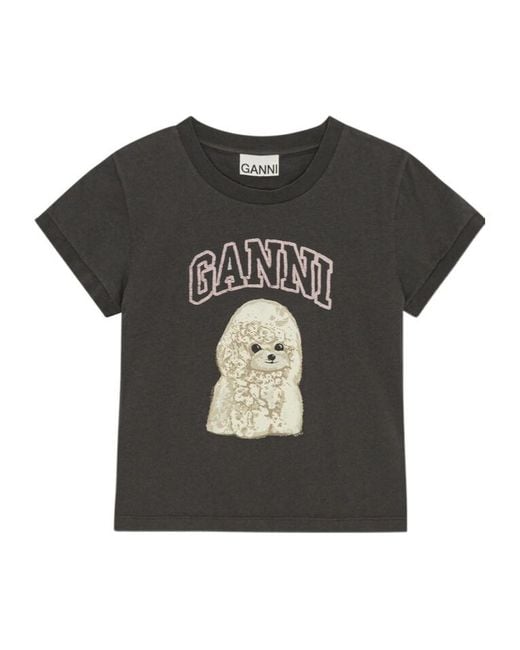 Ganni Black Printed T-Shirt