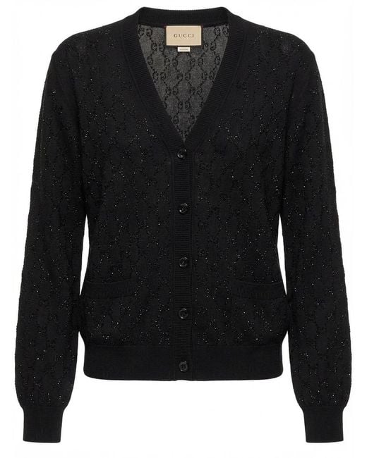 Gucci Black V-Neck Knit Cardigan