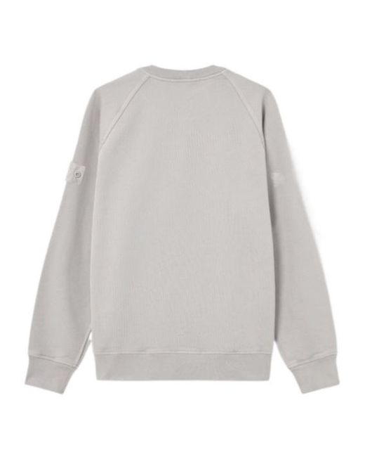 Stone Island Gray Logo Patch Crewneck Sweatshirt for men