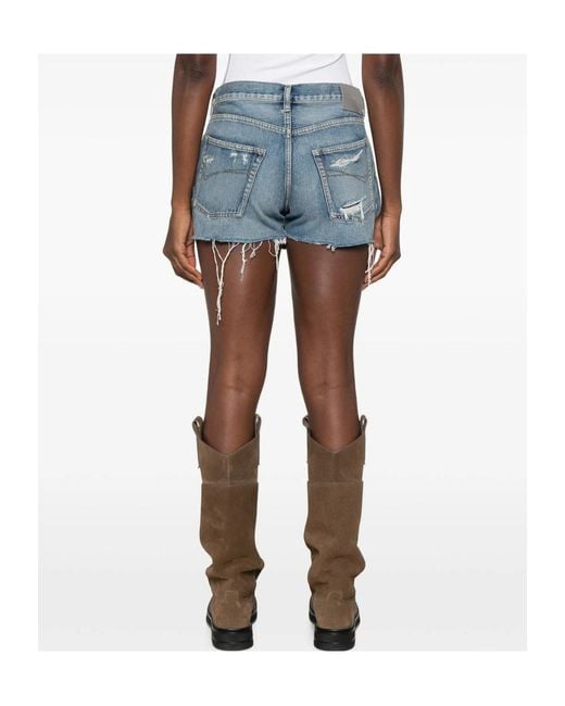 Balenciaga Blue Belt-Loop Denim Shorts