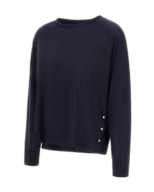 Herno Blue Crewneck Ribbed T-Shirt