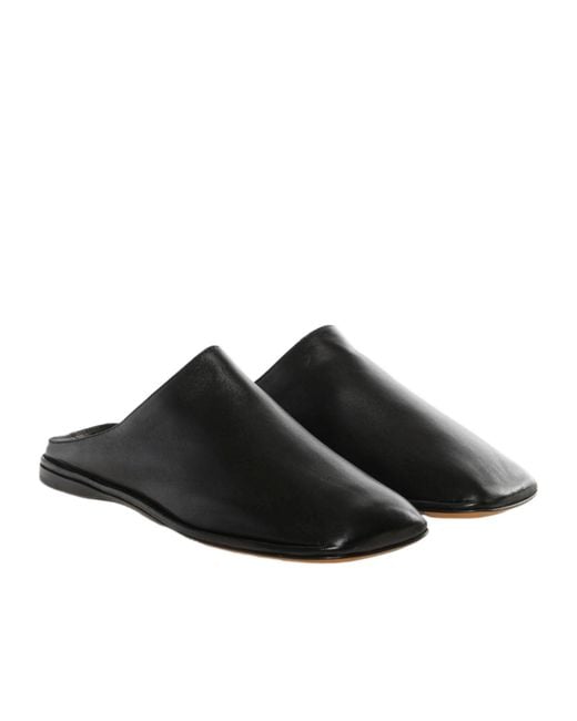The Row Black Square-Toe Slides