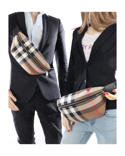 Burberry Gray Check Pattern Zipped Belt Bag for men