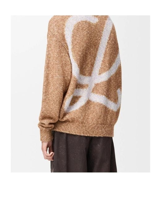 Loewe Brown Monogram Intarsia Knitted Cardigan for men