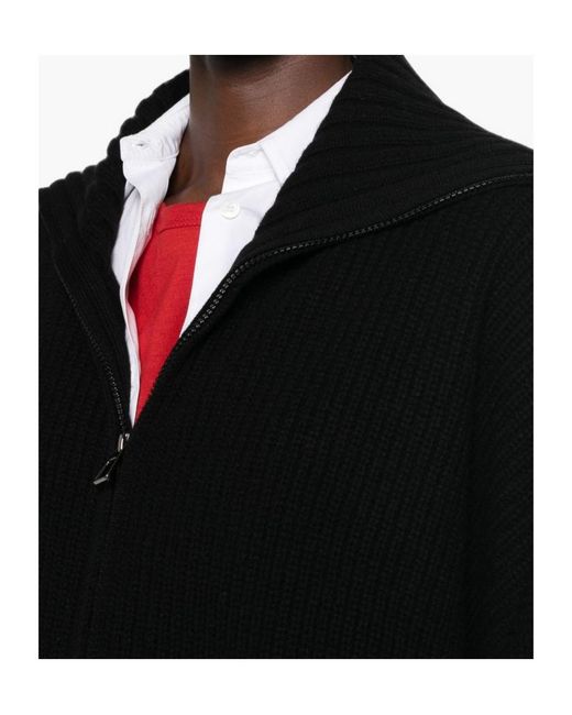 Frankie Shop Black Ribbed-Knit Zip-Up Cardigan