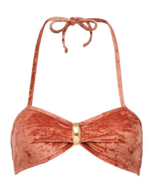 Chloé Red Lace-Up Bikini Top