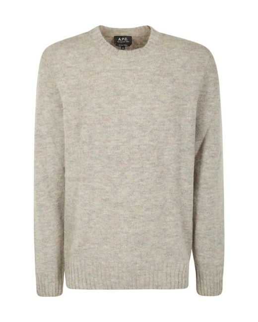 A.P.C. Gray Crewneck Knitted Jumper for men