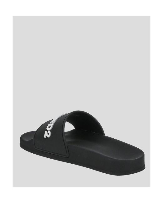 DSquared² Black Logo-Embossed Slides