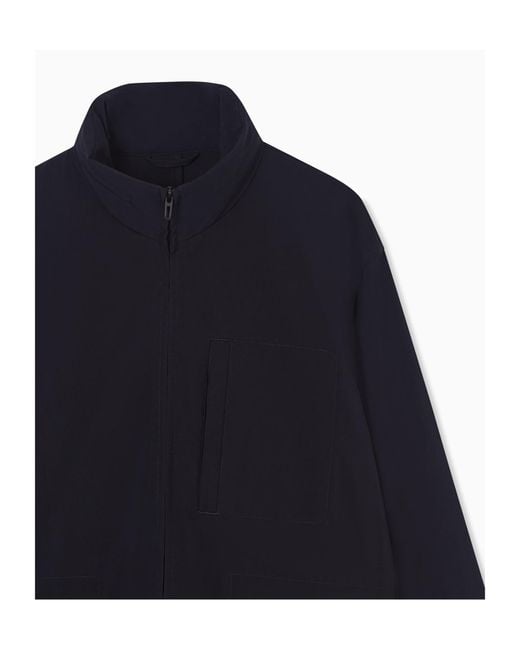 Emporio Armani Blue Zip-Up Drawstring Jacket for men