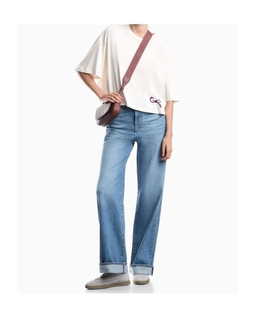 Emporio Armani White Logo-Print Oversized T-Shirt