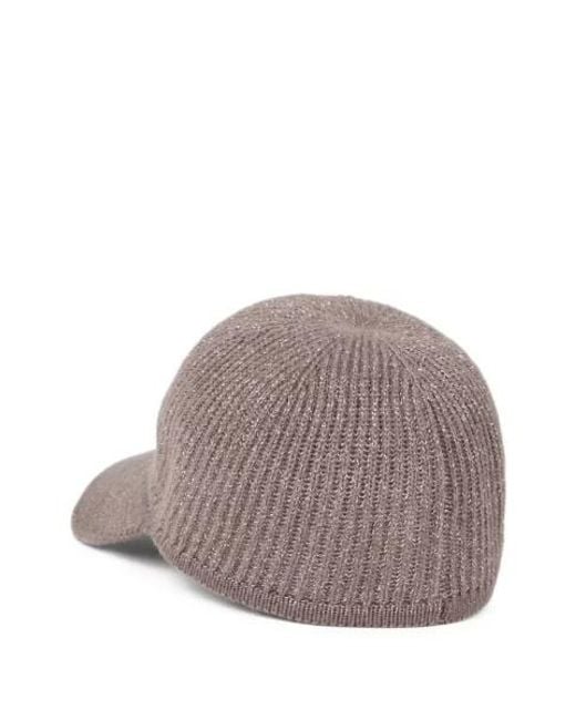 Brunello Cucinelli Brown Lurex-Ribbed Baseball Cap