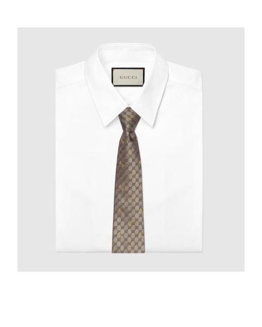 Gucci Brown Horsebit Embroidered Tie for men
