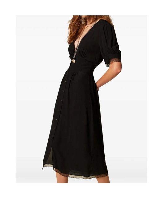 Twinset Black Long Crêpe Dress