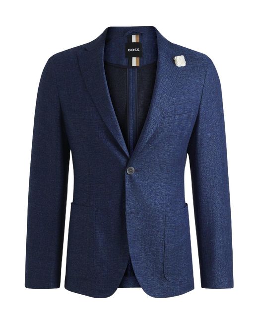 Boss Blue Single-Breasted Blazer for men