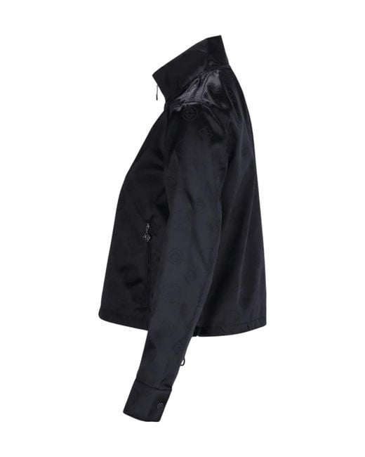 Casablanca Black Logo-Pattern Zipped Bomber Jacket