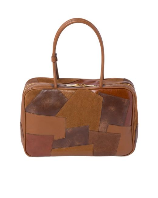 Miu Miu Brown Panelled Zipped Beau Bag