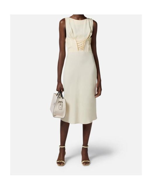 Elisabetta Franchi White Crêpe-Back Satin Dress