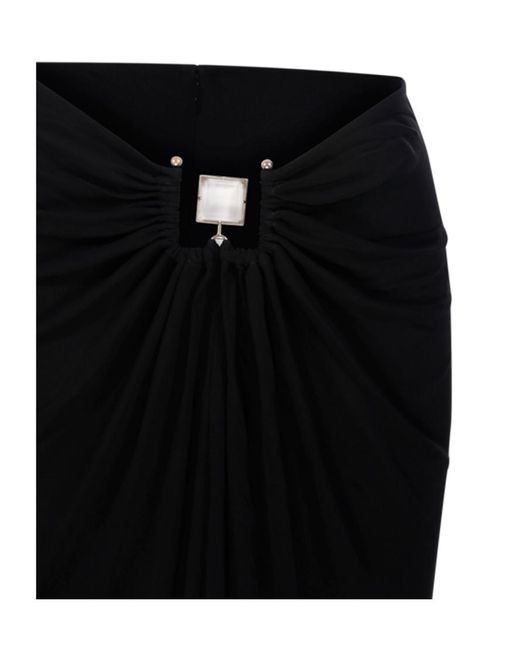 Christopher Esber Black Bezel-Quartz Ruched Maxi Skirt