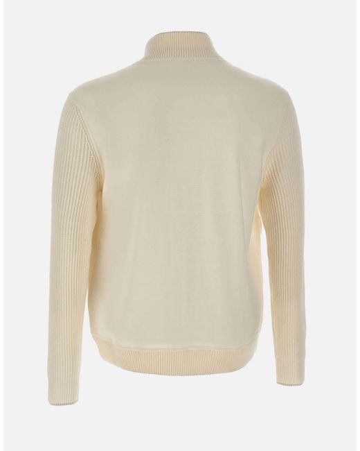 Eleventy Natural Knitted Panel Zipped Jacket for men