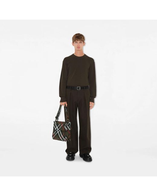 Burberry Black Trench Checked Messenger Bag for men