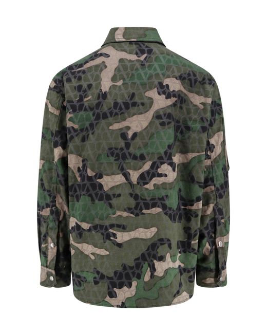 Valentino Green Camouflage Detailed Buttoned Jacket for men