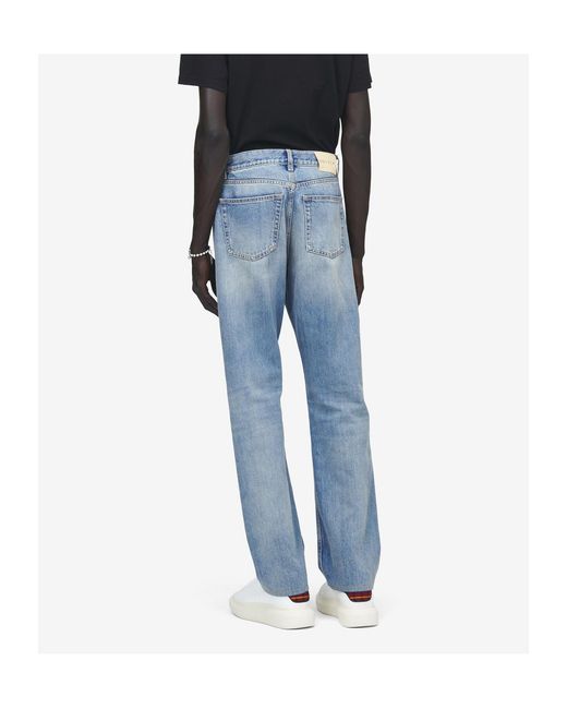 McQueen Blue Straight-Leg Jeans for men