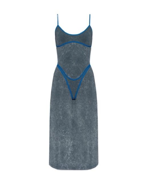 DIESEL Blue D-Wow Spaghetti Strap Midi Dress