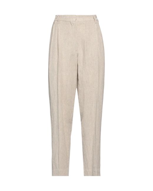 Brunello Cucinelli Natural Striped Woven Waistband Pants