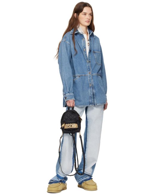 Moschino Black Logo Detailed Quilted Backpack