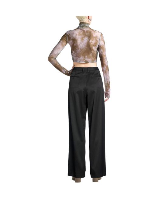 MM6 by Maison Margiela Black Solid Color Wideleg Trousers