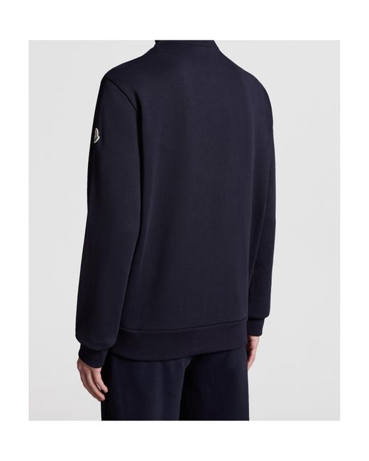 Moncler Blue Tricolor-Trimmed Cotton Zip-Up Sweatshirt for men