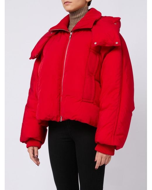 Sportmax Red Glizia Zip-Up Down Jacket