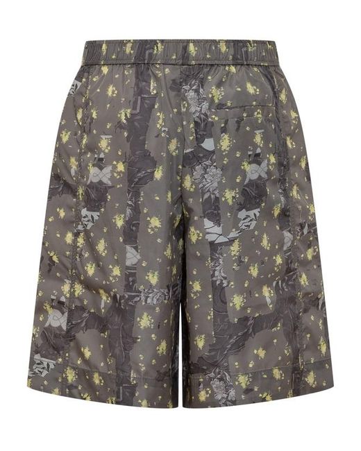 Ganni Gray Printed Nylon Bermuda Shorts