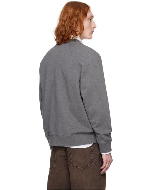 Maison Kitsuné Gray Maison Kitsuné Bold Fox Head Patch Oversized Sweatshirt for men