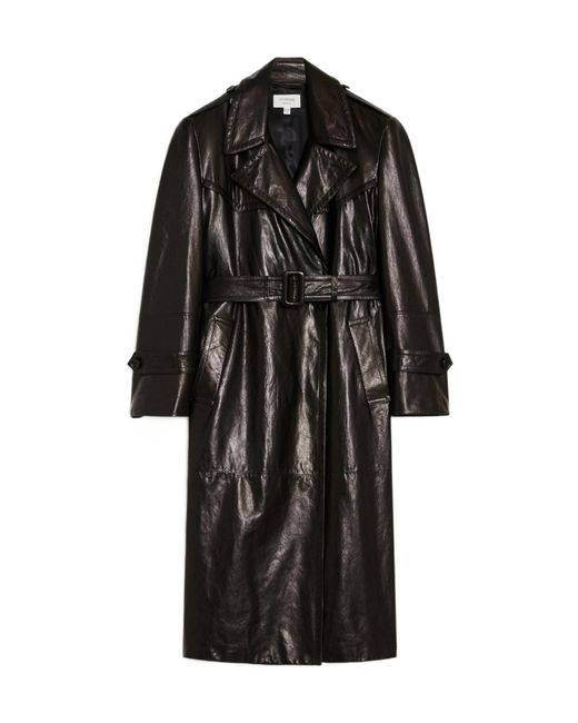 Sportmax Black Long-Sleeved Leather Windbreaker