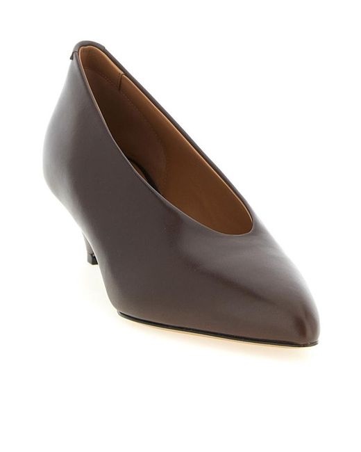 Jil Sander Brown Arc Pointed Toe Pumps
