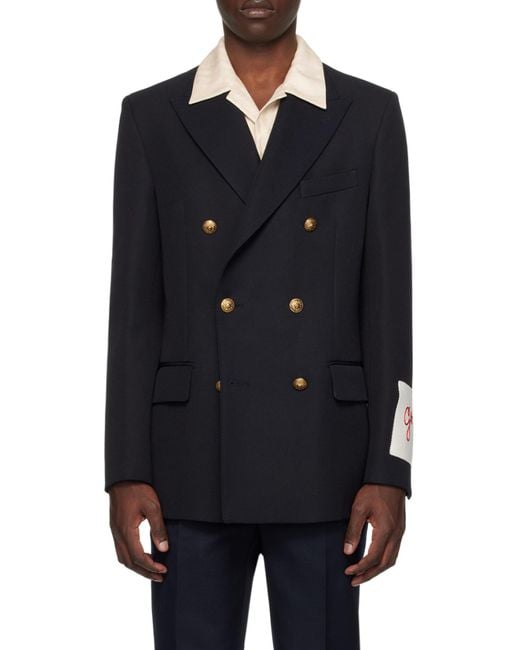 Golden Goose Deluxe Brand Blue Double-Breasted Dave Blazer for men