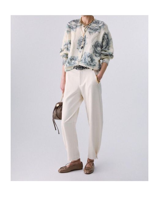 Liu Jo White Logo-Plaque Cropped Trousers
