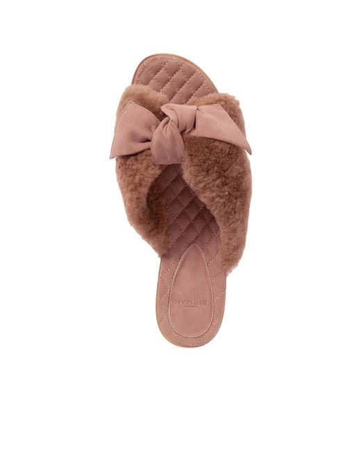 Alexandre Birman Brown Maxi Clarita Bow-Embellished Suede-Trimmed Shearling Slides