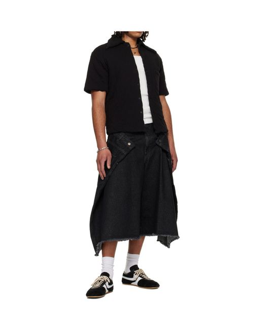 Lu'u Dan Black Wadded Shift Collar Shirt for men
