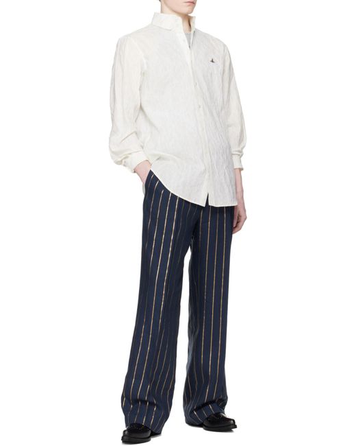Vivienne Westwood White Orb Embroidered Shirt for men