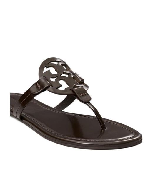 Tory Burch Brown Miller Logo Thong Flat Sandals