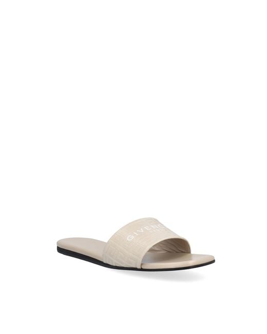 Givenchy White 4G Logo-Print Slide Sandals