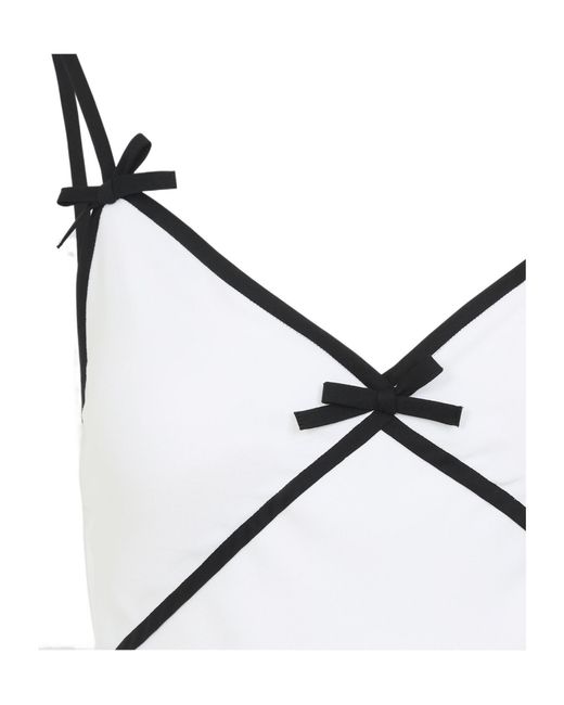Moschino White Bow-Detail Spaghetti-Strap Top